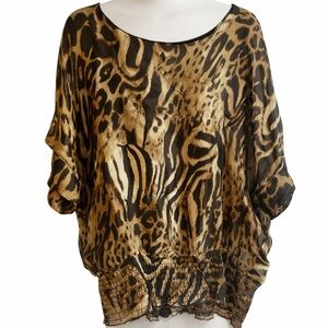 Isabella Rodriguez Animal Print  Blouson Top EUC